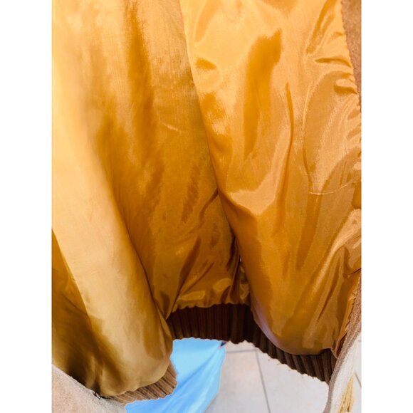 Vintage Altman Of Dallas Suede Knit Jacket 46 (XL) Beige Wool Blend Chore Coat - Picture 10 of 12